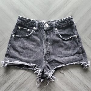 Zara Black Distressed Jean Shorts